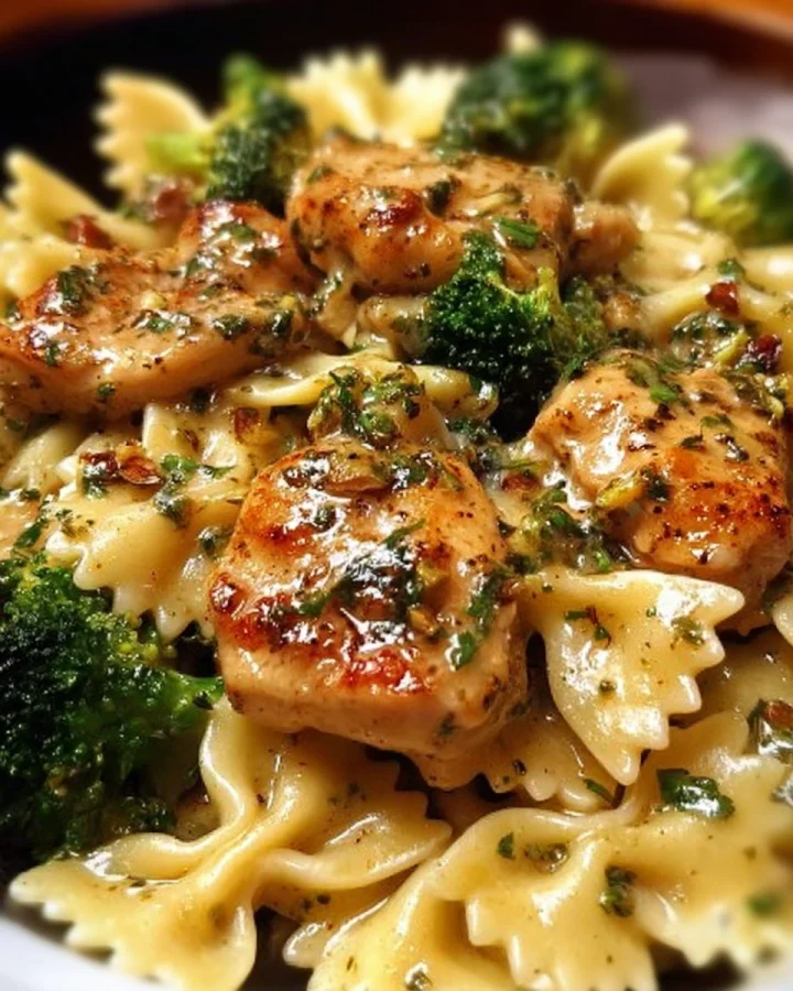 Cowboy Butter Lemon Bowtie Chicken with Broccoli
