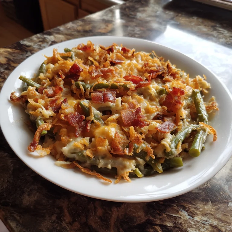 Homestyle Green Bean Casserole with Smoky Bacon