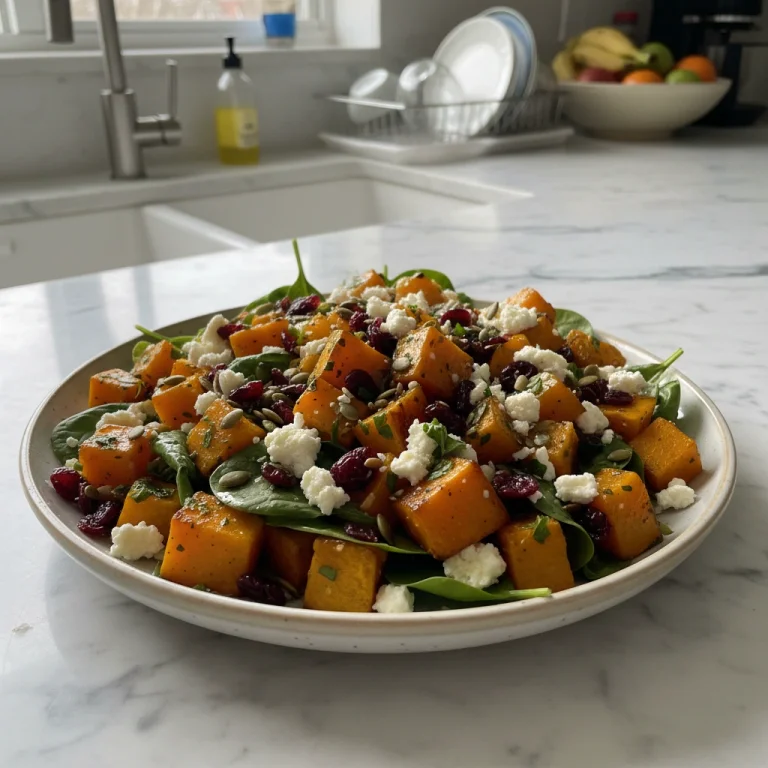 Roasted Butternut Squash Feta Salad with Cranberries