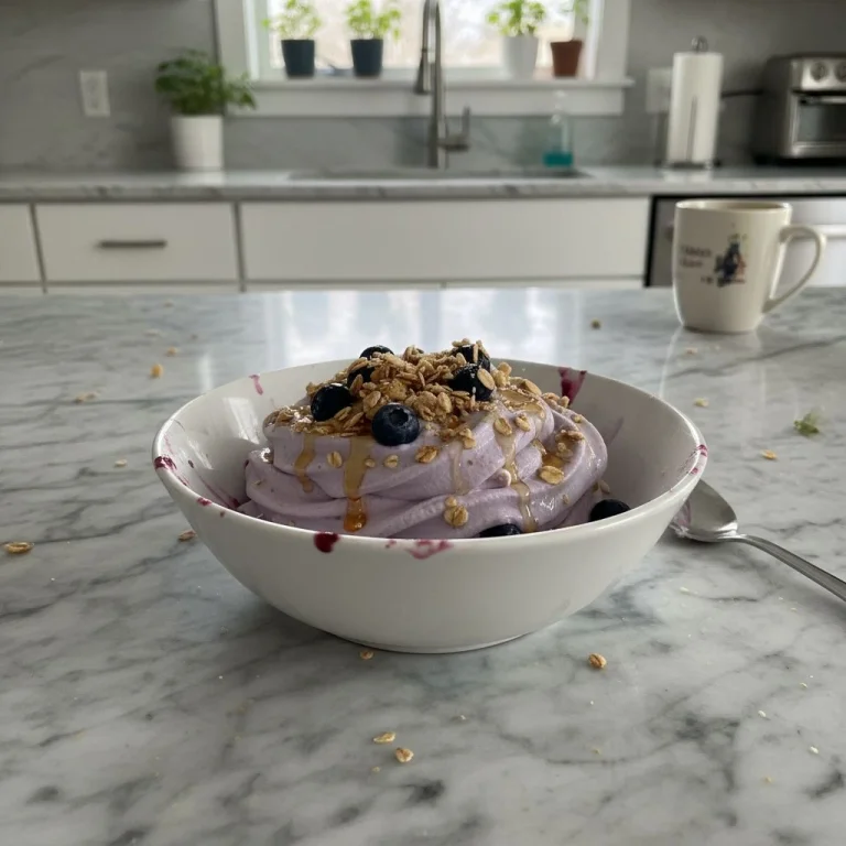 Fresh Blueberry Greek Frozen Yogurt Swirl