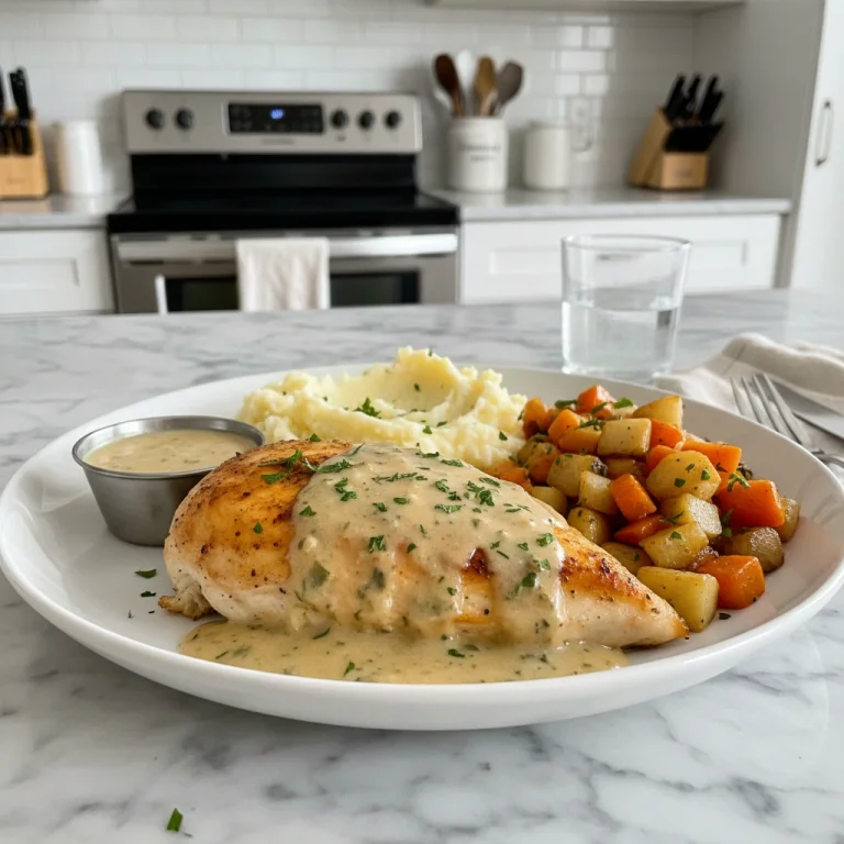 Easy Baked Chicken with Herb Gravy Dinner