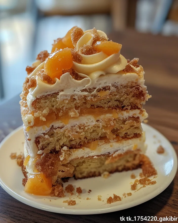 Peach Cake with Brown Sugar Frosting