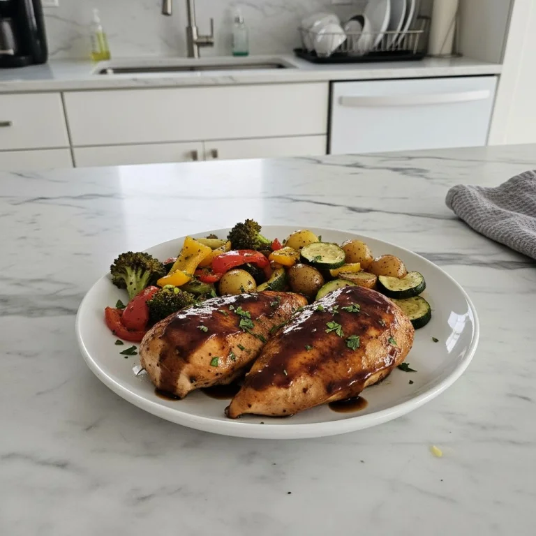 Tangy Balsamic Glazed Chicken with Roasted Veggies