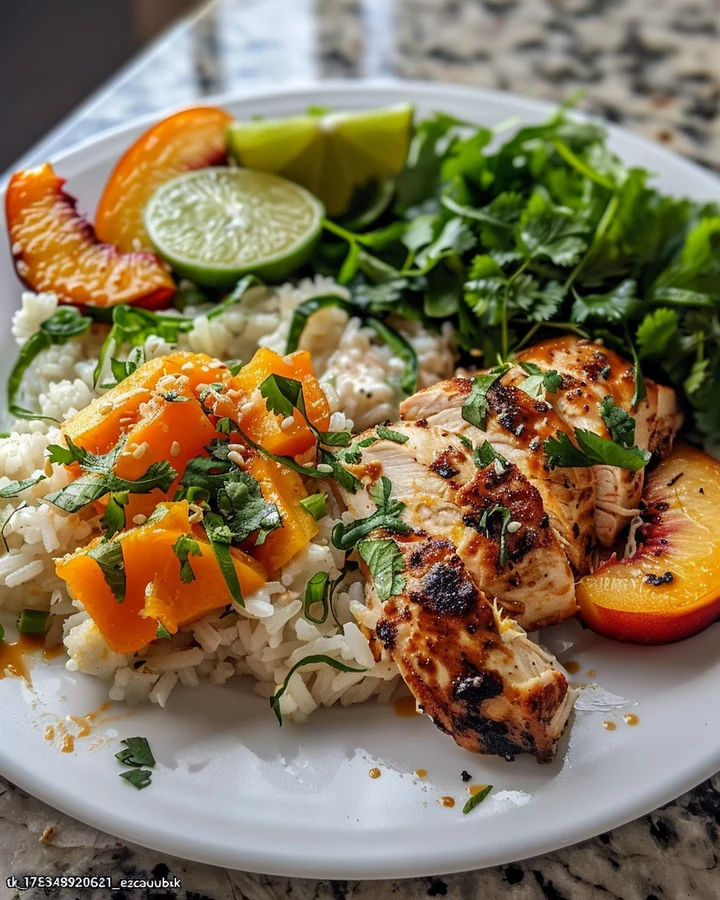 Cilantro-Lime Chicken Peach Bowls