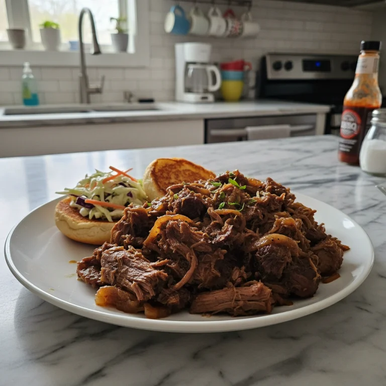 Tender Slow Cooker Shredded Beef Sandwiches