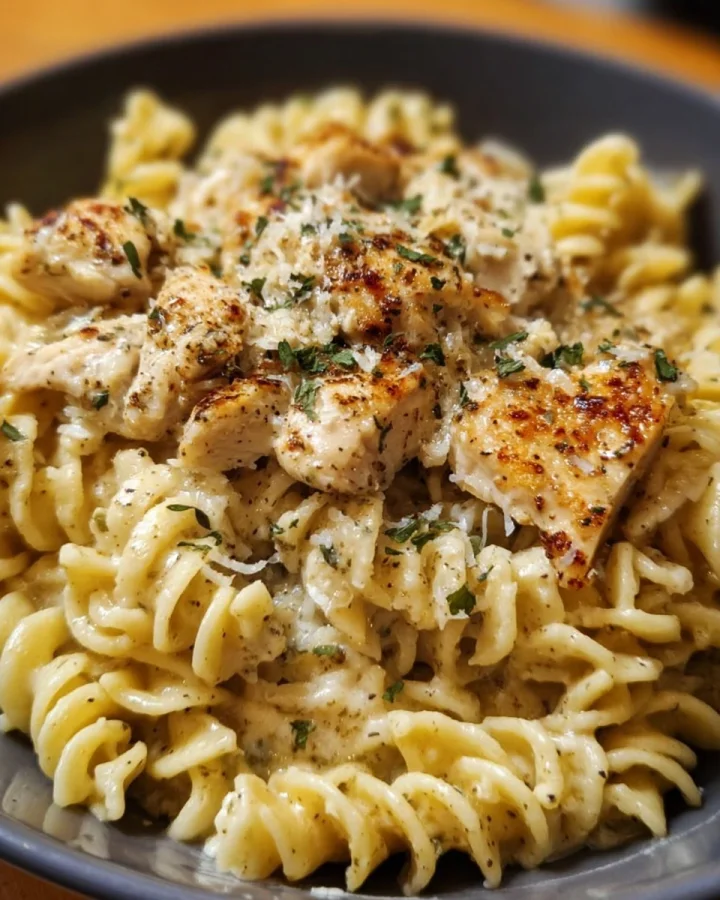 Easy Crockpot Garlic Parmesan Chicken Pasta Recipe