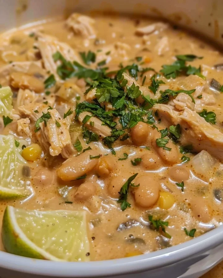 Easy Crockpot White Chicken Chili with Cream Cheese
