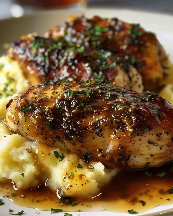 Glazed Garlic Herb Chicken Breast & Mashed Potatoes