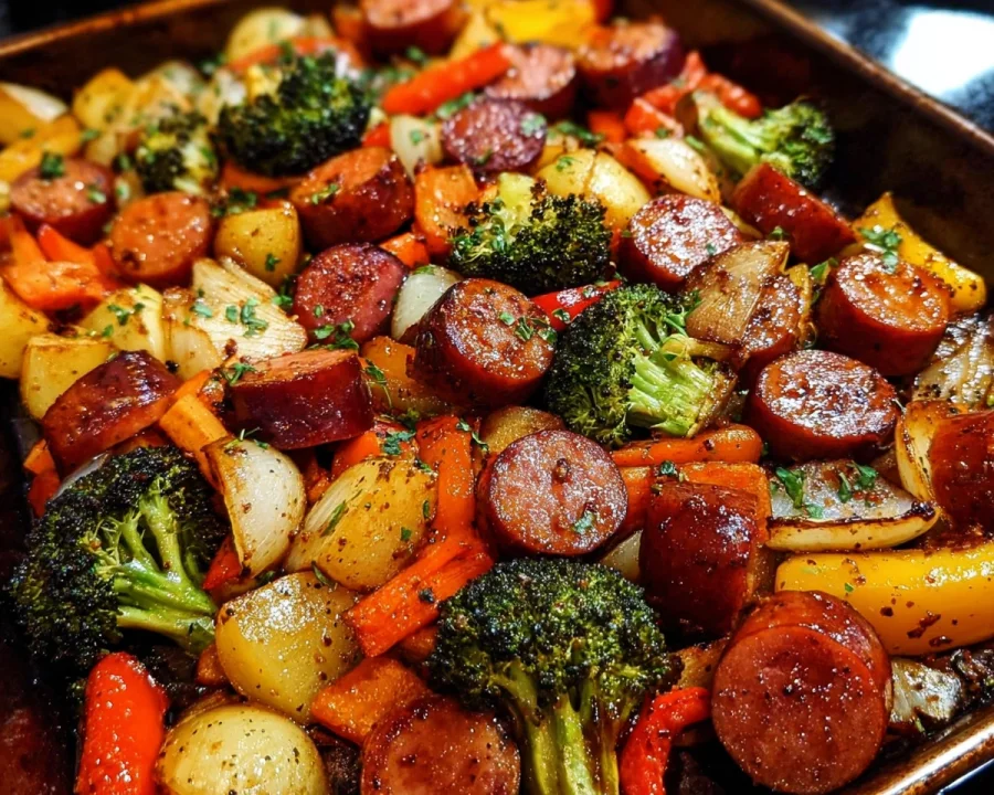 One-Pan Honey Garlic Smoked Sausage & Veggies