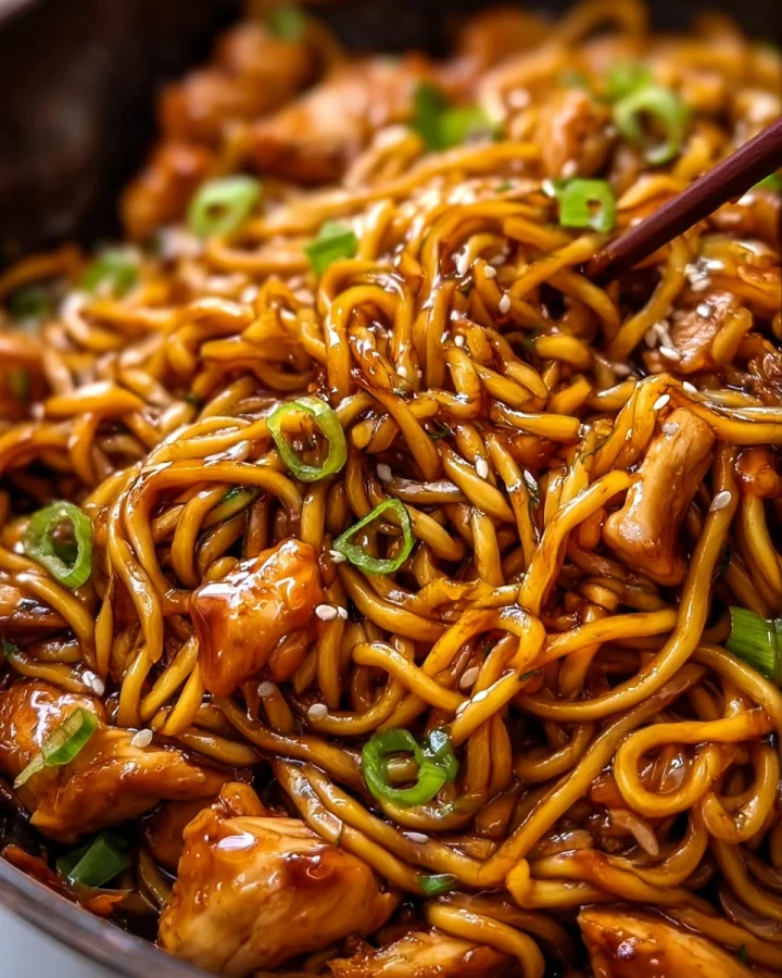 Sticky Garlic Chicken Noodles: Easy Asian Main