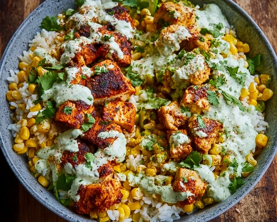 Street Corn Chicken Rice Bowl (40g Protein, 30 Mins)