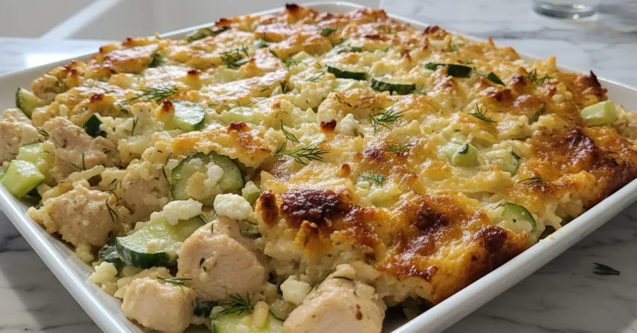 The Easiest Dump-and-Bake Chicken Tzatziki Casserole Ever!
