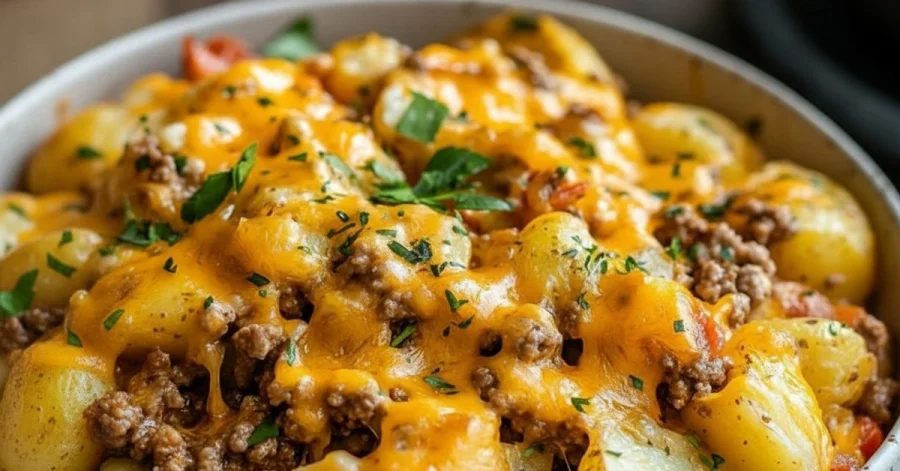 The Ultimate Cheesy Ground Beef & Potato Casserole: One-Pan Comfort!