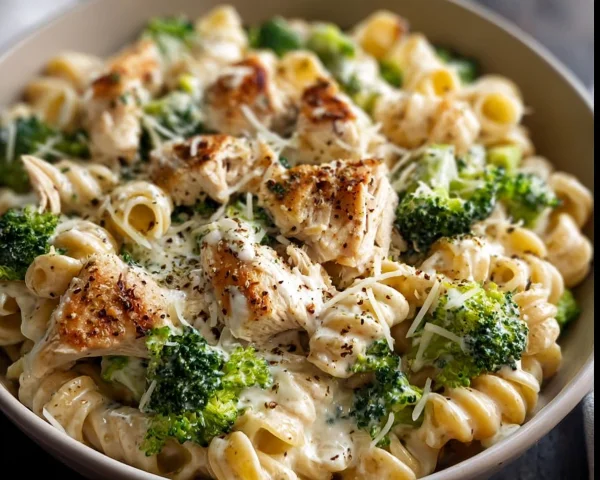 35-Minute Creamy Rotisserie Chicken Broccoli Pasta