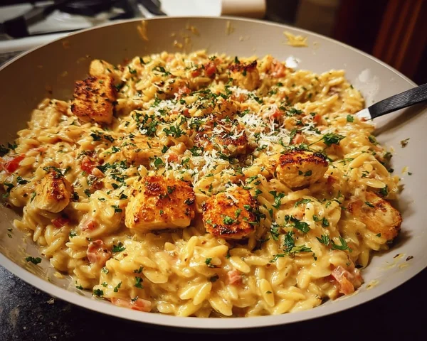 Cajun Chicken Alfredo Orzo One-Pot Dinner