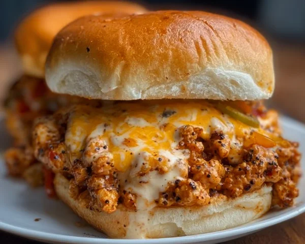 Cajun Chicken Sloppy Joes with Creamy Cheese Sauce