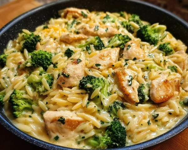 Cheesy Chicken Broccoli Orzo: Creamy Family Favorite