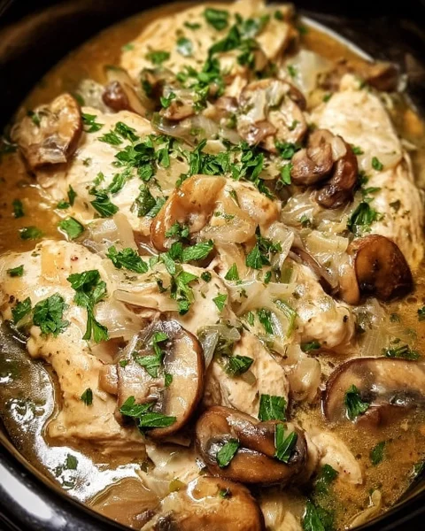Creamy Crockpot Chicken & Mushrooms Recipe