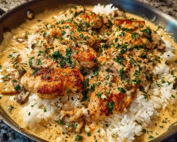 Creamy Smothered Chicken and Rice Dinner
