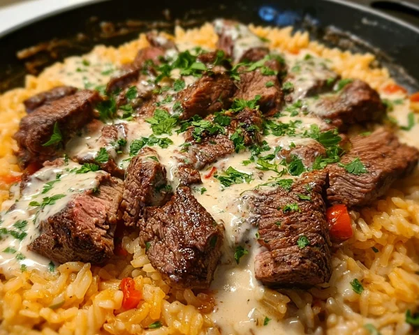 Creamy Steak Queso Rice Dinner