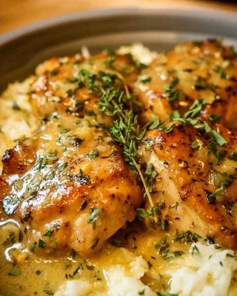 Crockpot Chicken Thighs with Creamy Gravy