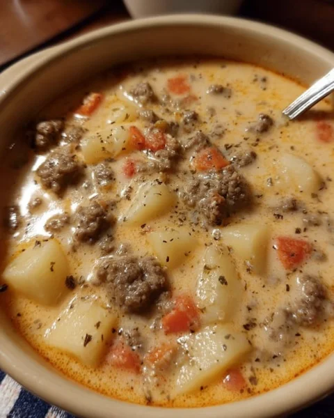 Crockpot Creamy Potato Hamburger Soup