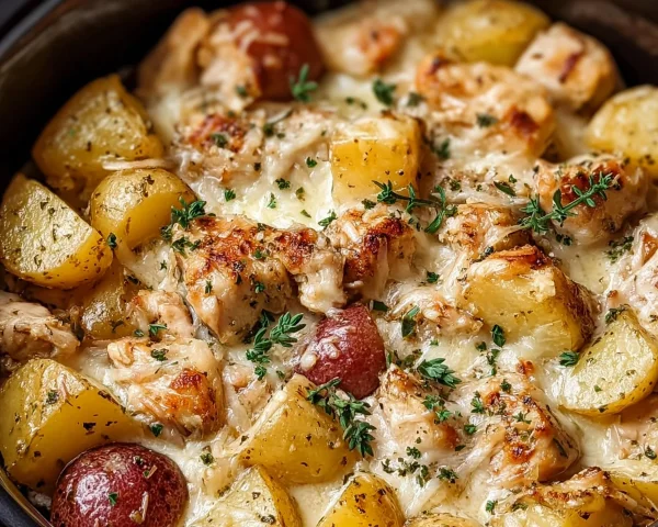 Crockpot Garlic Parmesan Chicken & Potatoes Recipe