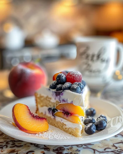Peach and Blueberry Greek Yogurt Cake