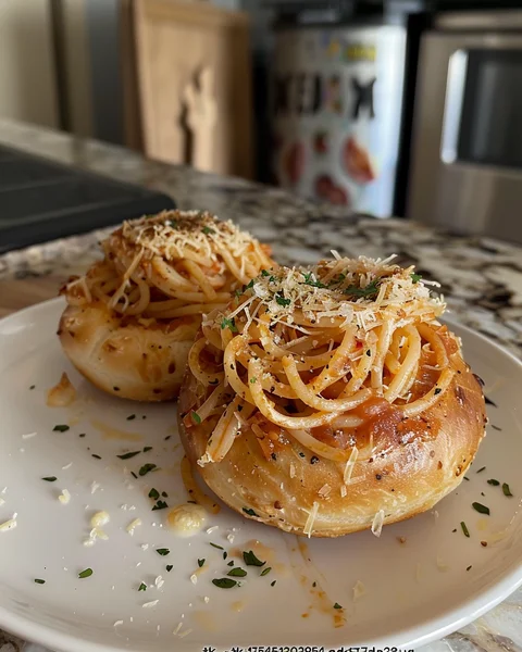 Delicious Spaghetti Garlic Bread Bowls Recipe
