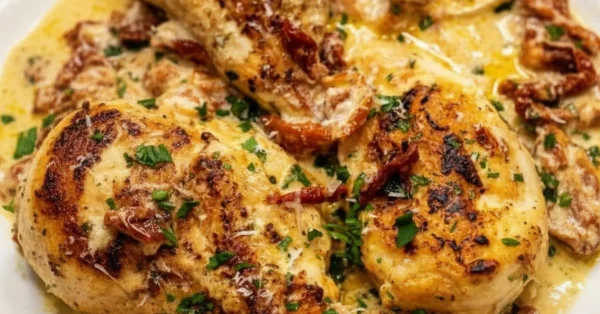 Flavorful Chicken Covered in Sauce with Parsley: Your New Go-To
