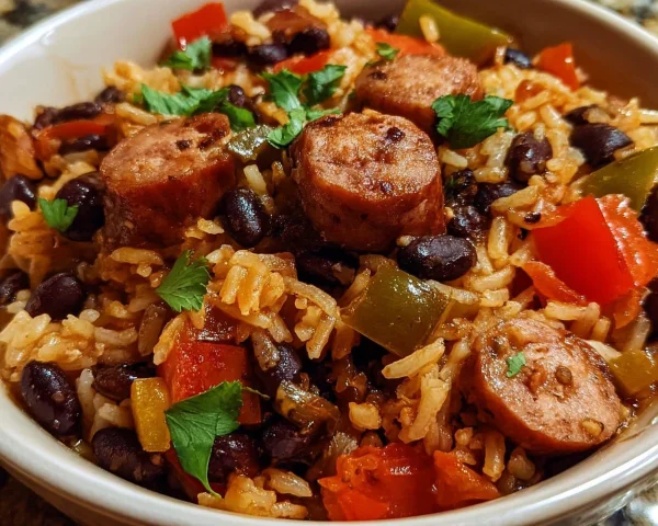 Hearty Black Beans & Rice with Savory Sausage