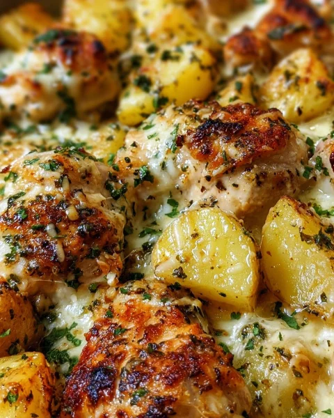 Simple One-Pan Garlic Parmesan Chicken and Potatoes