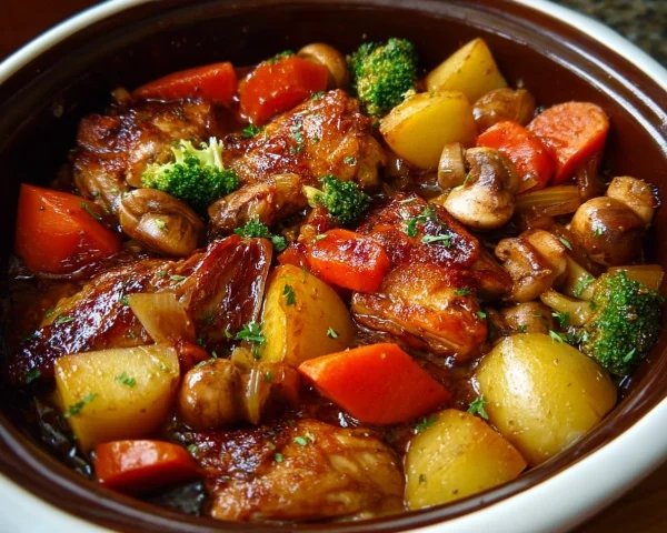Slow Cooker Honey Garlic Chicken & Veggies