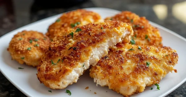 The Best Crispy Air Fryer Parmesan Crusted Chicken Ever!